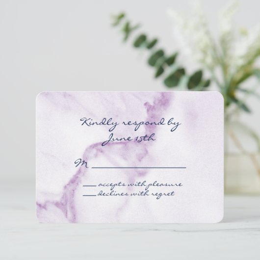 Elegant Paarse Marble RSVP (Staand voorkant)