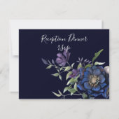 Elegant Paarse marine Blue Cream Reception Dinner RSVP Kaartje (Achterkant)