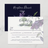Elegant Paarse marine Blue Cream Reception Dinner RSVP Kaartje (Voorkant / Achterkant)