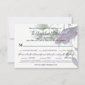 Elegant Paarse marine Blue Cream Reception Dinner RSVP Kaartje (Voorkant)