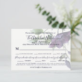 Elegant Paarse marine Blue Cream Reception Dinner RSVP Kaartje (Staand voorkant)