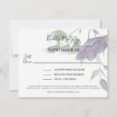 Elegant Paarse marine Blue Cream Reception RSVP Kaartje (Voorkant)