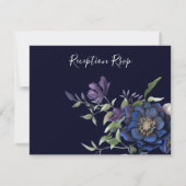 Elegant Paarse marine Blue Cream Reception RSVP Kaartje (Achterkant)