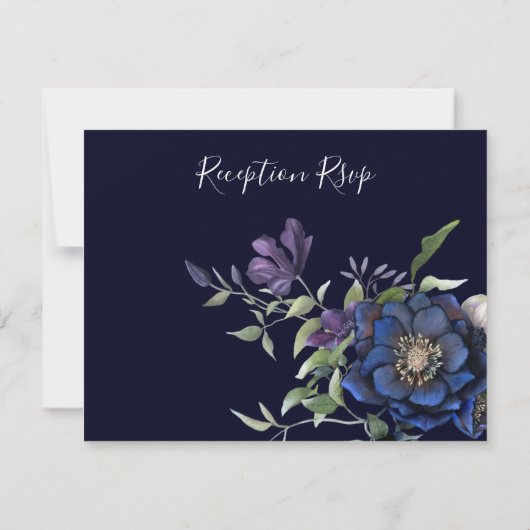 Elegant Paarse marine Blue Cream Reception RSVP Kaartje (Achterkant)
