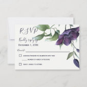 Elegant Paarse marine Blue Cream Wedding RSVP (Voorkant)