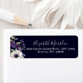 Elegant Paarse marine Blue Floral Dark Etiket (Insitu)