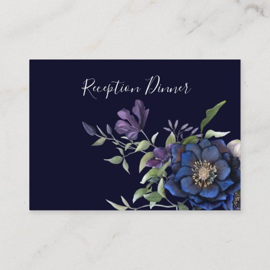 Elegant Paarse marine Blue Reception Dinner Invite Informatiekaartje (Achterkant)