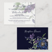 Elegant Paarse marine Blue Reception Dinner Invite Informatiekaartje (Voorkant / Achterkant)