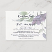 Elegant Paarse marine Blue Reception Dinner Invite Informatiekaartje (Voorkant)