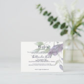 Elegant Paarse marine Blue Reception Invitation Informatiekaartje (Staand voorkant)