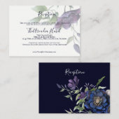 Elegant Paarse marine Blue Reception Invitation Informatiekaartje (Voorkant / Achterkant)
