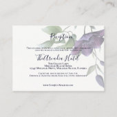 Elegant Paarse marine Blue Reception Invitation Informatiekaartje (Voorkant)