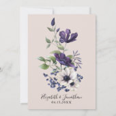 Elegant Paarse marine Champagne Floral Kaart (Achterkant)