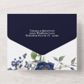 Elegant Paarse marineblauw vezel in één keer All In One Uitnodiging (Achterkant)