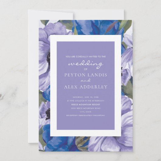 Elegant Paarse marinehaven Dusty Blue Wedding Kaart (Voorkant)