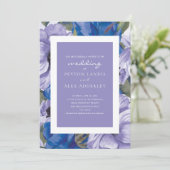 Elegant Paarse marinehaven Dusty Blue Wedding Kaart (Staand voorkant)