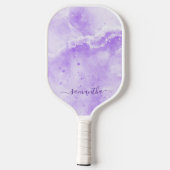Elegant Paarse marmer Monogramed Player Name Pickleball Paddle (Achterkant)