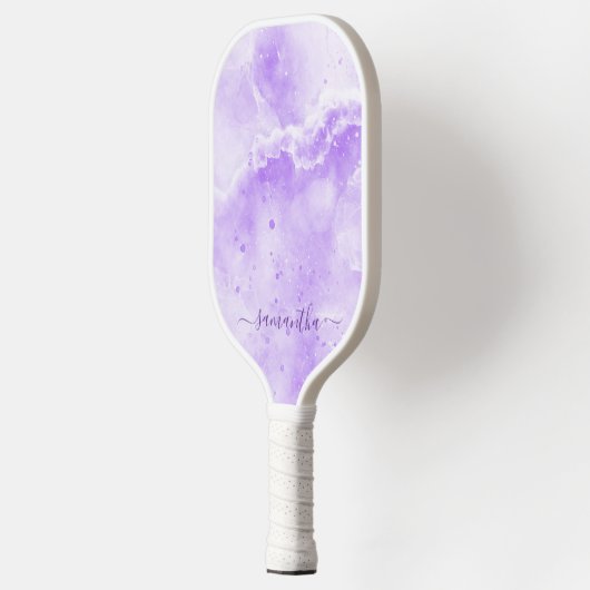 Elegant Paarse marmer Monogramed Player Name Pickleball Paddle (Links)