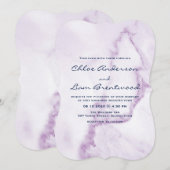 Elegant Paarse marmer Wedding Invitation Kaart (Voorkant / Achterkant)