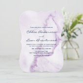Elegant Paarse marmer Wedding Invitation Kaart (Staand voorkant)