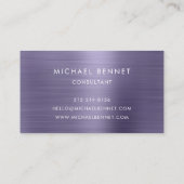Elegant Paarse Metallic Monogram Consultant Visitekaartje (Achterkant)