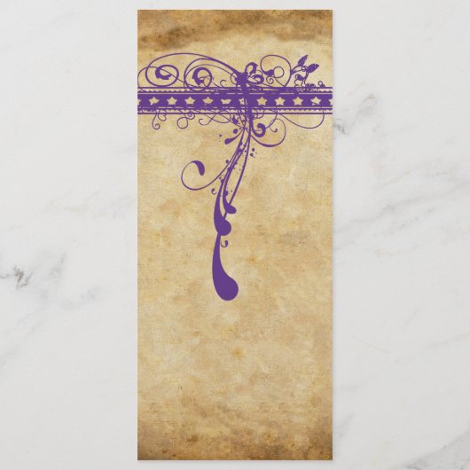 Elegant Paarse middeleeuwse renaissance bruiloft m Menu (Achterkant)