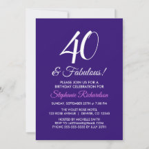 Elegant Paarse Minimalist 40 en Fabulous Birthday