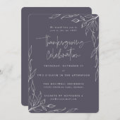 Elegant Paarse moderne Leaf Motif Thanksgiving Kaart (Voorkant / Achterkant)