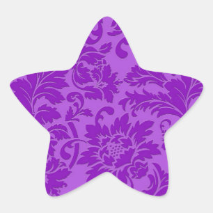 Elegant Paarse monochromatische Floral Damask Ster Sticker