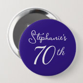 Elegant Paarse Monogram 70e Verjaardagsfeestje Ronde Button 4,0 Cm (Voorkant /achterkant)