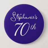 Elegant Paarse Monogram 70e Verjaardagsfeestje Ronde Button 4,0 Cm (Voorkant)