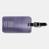 Elegant Paarse monogram Bagagelabel (Voorkant horizontaal)