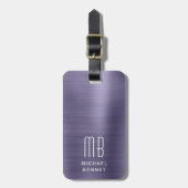 Elegant Paarse monogram Bagagelabel (Voorkant verticaal)
