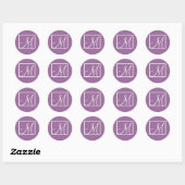 Elegant Paarse Monogram Initiaal Bruiloft Sticker (Vel)