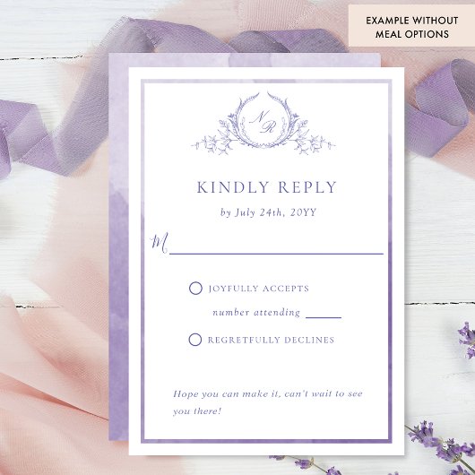 Elegant Paarse Monogram met Waterverf RSVP