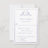 Elegant Paarse Monogram met Waterverf RSVP Kaartje (Voorkant)