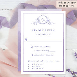 Elegant Paarse Monogram met Waterverf RSVP Kaartje