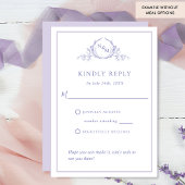 Elegant Paarse monogram met/zonder maaltijden RSVP