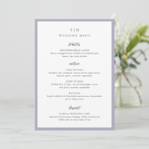Elegant Paarse Monogram Moderne Trouwdag Menu