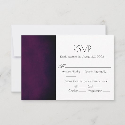 Elegant Paarse Ombre Modern Wedding RSVP Kaart (Voorkant)