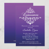 Elegant Paarse Ombre Quinceañera Partij Kaart (Voorkant / Achterkant)