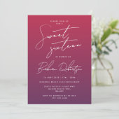 Elegant Paarse Ombre script Sweet Sixteen Kaart (Staand voorkant)