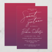 Elegant Paarse Ombre script Sweet Sixteen Kaart (Voorkant / Achterkant)