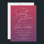Elegant Paarse Ombre script Sweet Sixteen Kaart<br><div class="desc">Je dochter zal dol zijn op deze elegante verjaardagsfeestuitnodiging van JessicaAmber. Deze schattige kaart heeft een magenta en paarse kleurenschema. Een girly script lettertype vertelt je dat het een zoete zestien, en je kunt de tekst voor de naam van de verjaardag persoon, en de details van het feest, met inbegrip...</div>