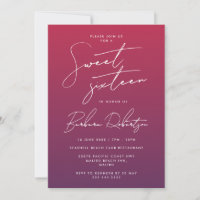 Elegant Paarse Ombre script Sweet Sixteen