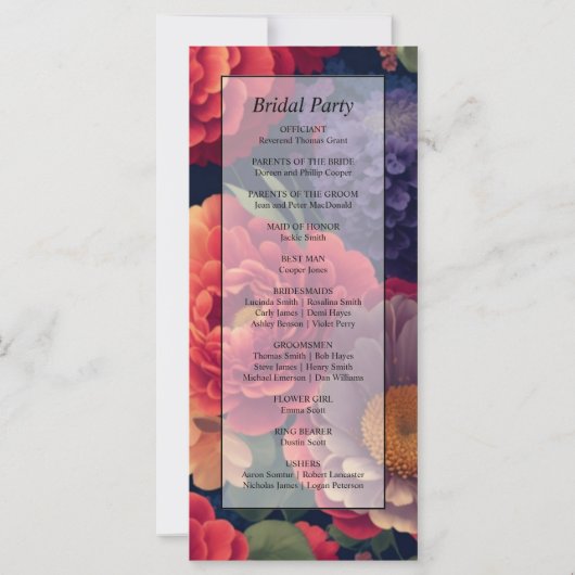 Elegant paarse oranje waterverf bloemenprogramma (Achterkant)