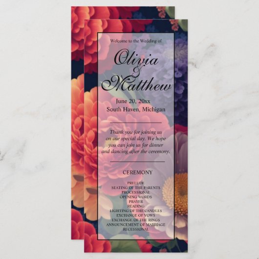 Elegant paarse oranje waterverf bloemenprogramma (Voorkant / Achterkant)