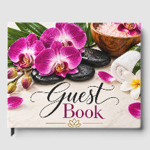 Elegant Paarse Orchidee Spa Gastboek Ontwerp