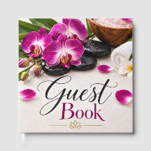 Elegant Paarse Orchidee Spa Gastboek Ontwerp