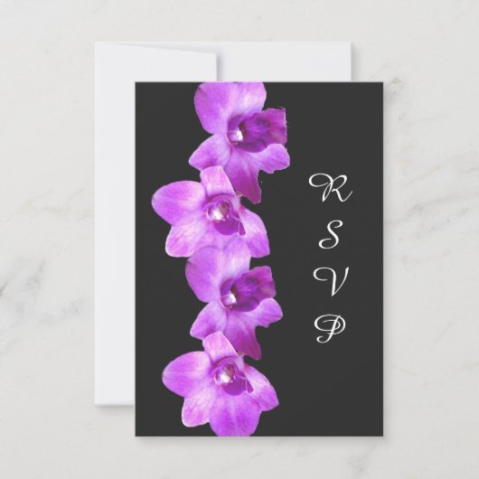 Elegant Paarse orchideeën RSVP-kaart RSVP Kaartje (Voorkant)